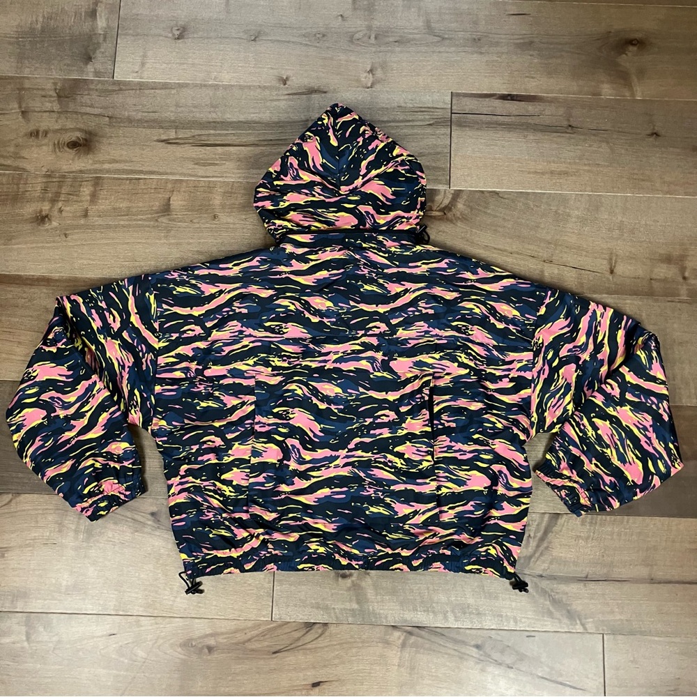 Adidas Women’s Size XS Windbreaker Bomber Jacket Camo Adjustable Pink Yellow - Picture 2 of 16